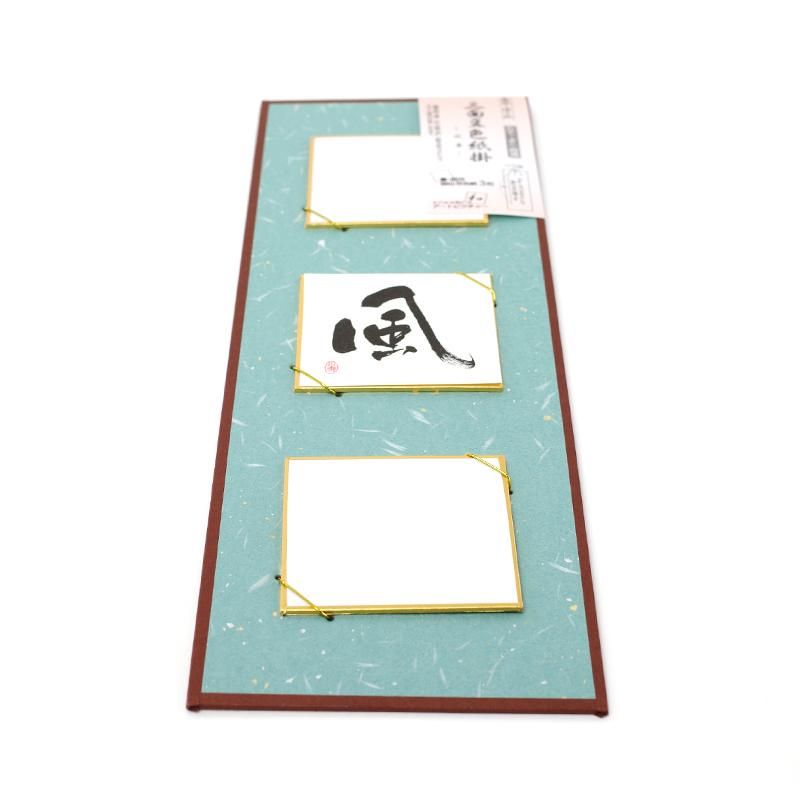 Three-Sided Mini Shikishi (2.5 Sun Square) Hanging Scroll Gold-Silver Crumpled Paper Gray Blue