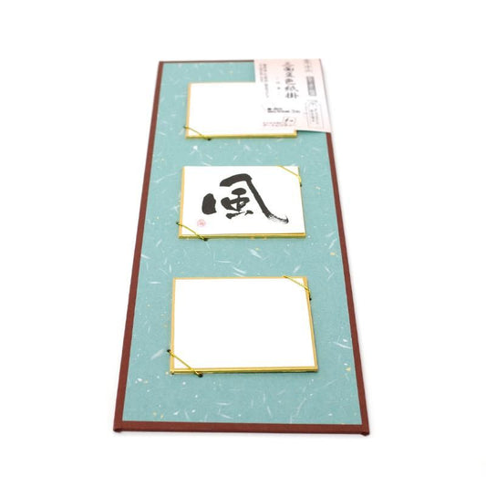 Three-Sided Mini Shikishi (2.5 Sun Square) Hanging Scroll Gold-Silver Crumpled Paper Gray Blue